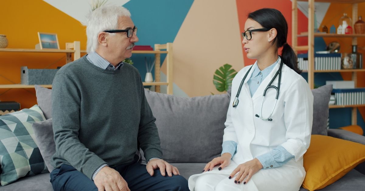 Senior man in consultation with his doctor in a modern office